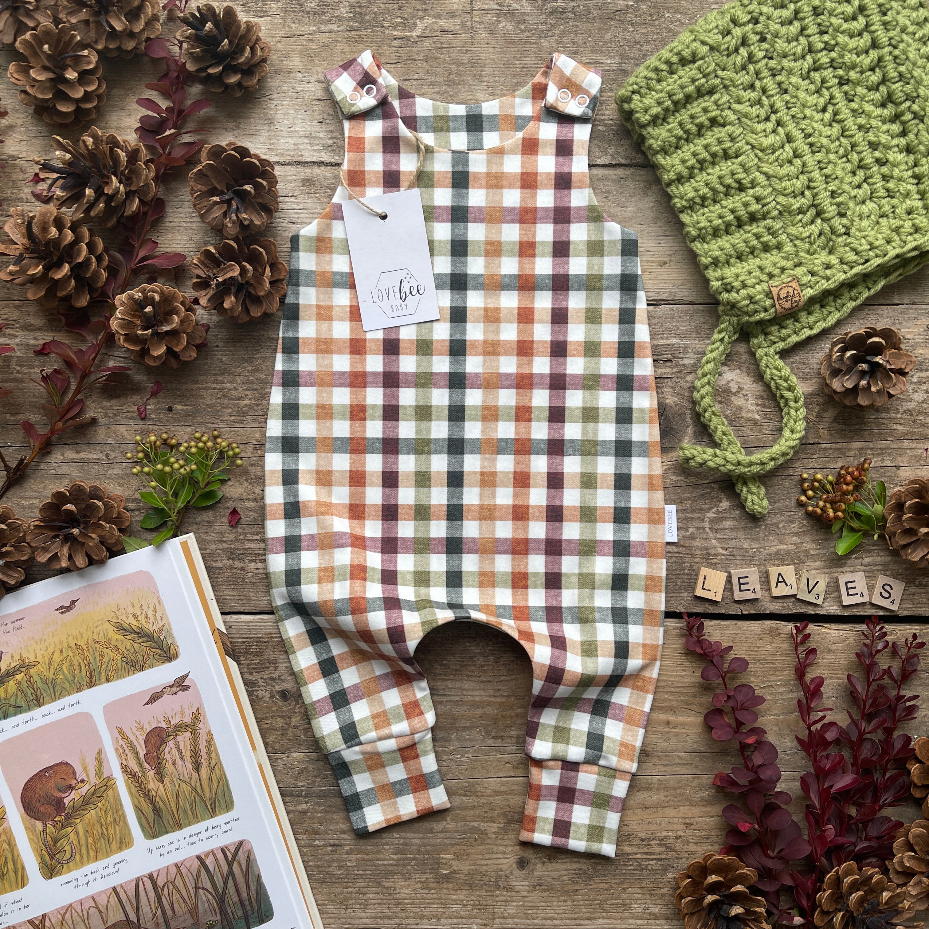 Autumn Check Long Romper  Ready To Post – LoveBeeBaby