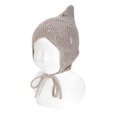 Merino Wool-Blend Elf openwork bonnet | Nougat