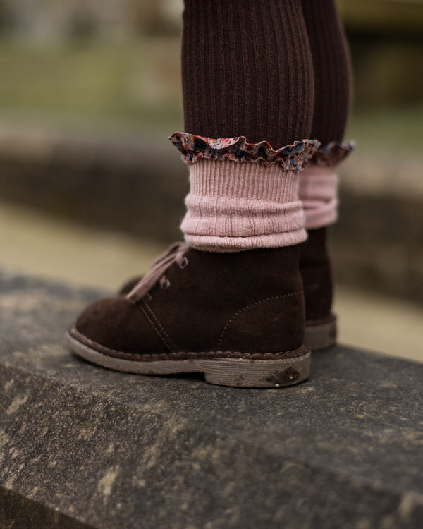 Liberty Ruffle Ribbed Ankle Socks | Charlotte | Rose