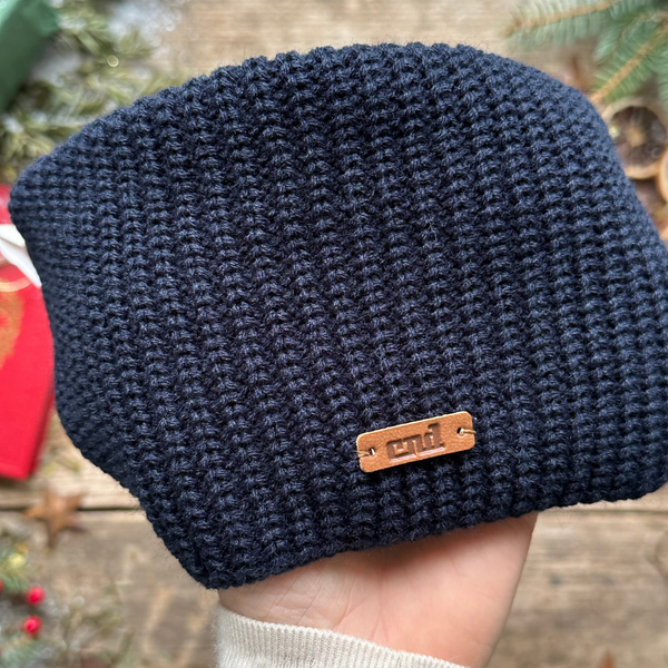 English rib stitch snood scarf | Navy Blue