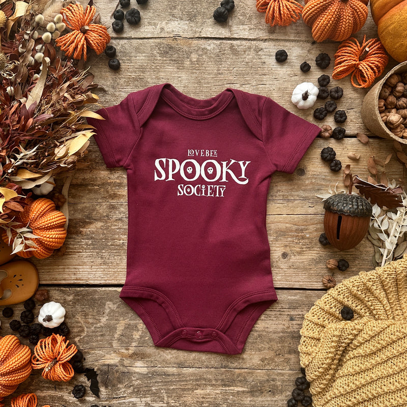 LoveBee Baby Bodysuits | Spooky Society | Burgundy