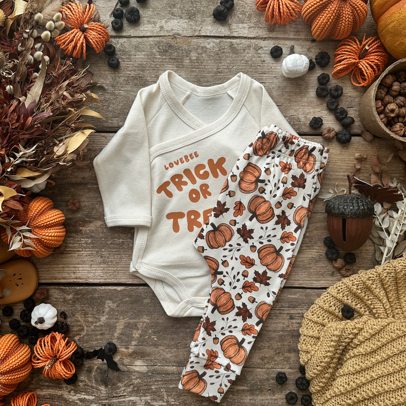 LoveBee Baby Kimono Bodysuits | Trick Or Treat | Natural