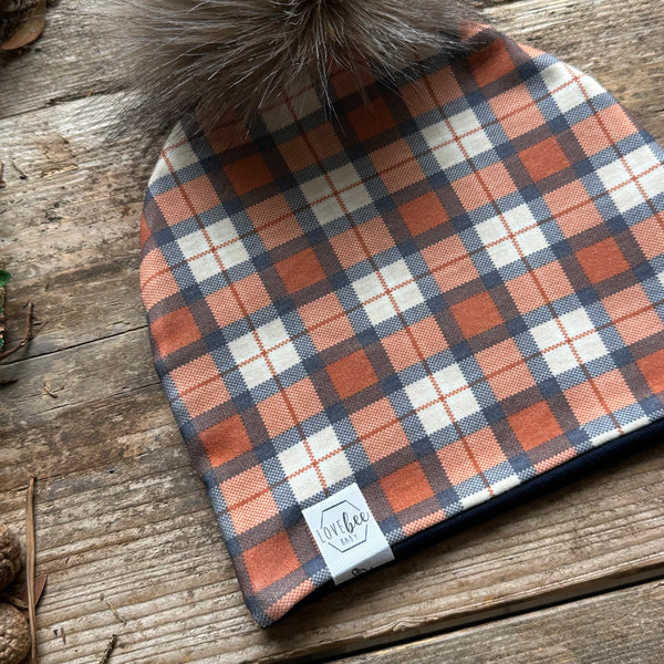 Rustic Plaid Bobble Hat