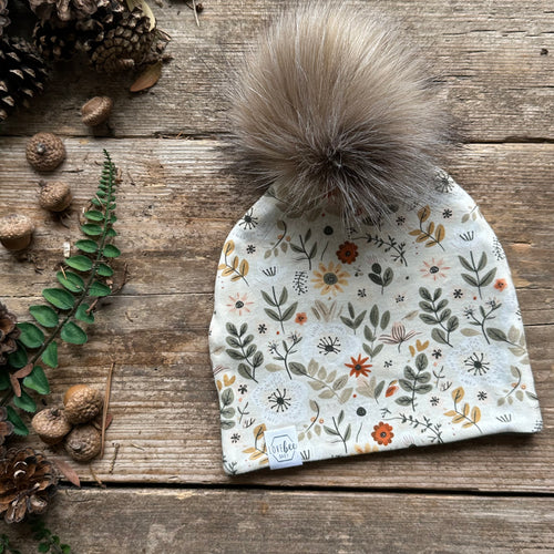 Sage Floral Bobble Hat