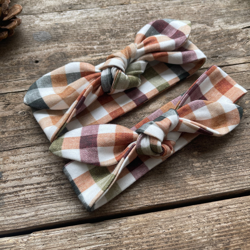 Autumn Check Knot Bow Headband | Ready To Post