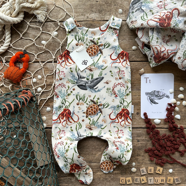 Sea Creatures Footed Romper | Ready To Post