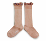 Liberty Ruffle Ribbed Knee High Socks | Elisabeth | Rose