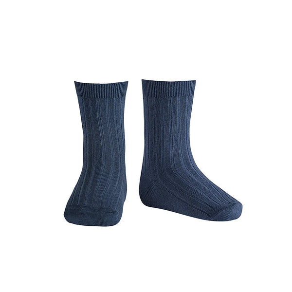Cotton Rib Ankle Socks | Lapiz Blue