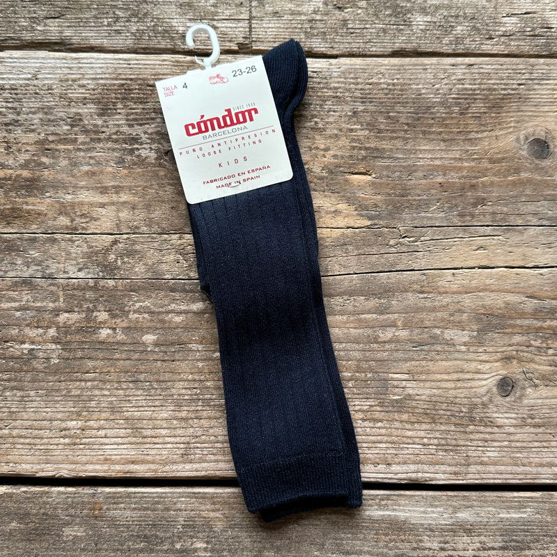 Cotton Rib Knee High Socks | Navy Blue - Last Sizes