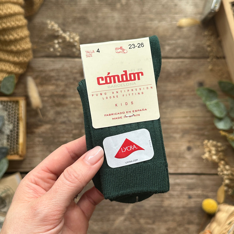 Cotton Rib Ankle Socks | Bottle Green - Last Sizes