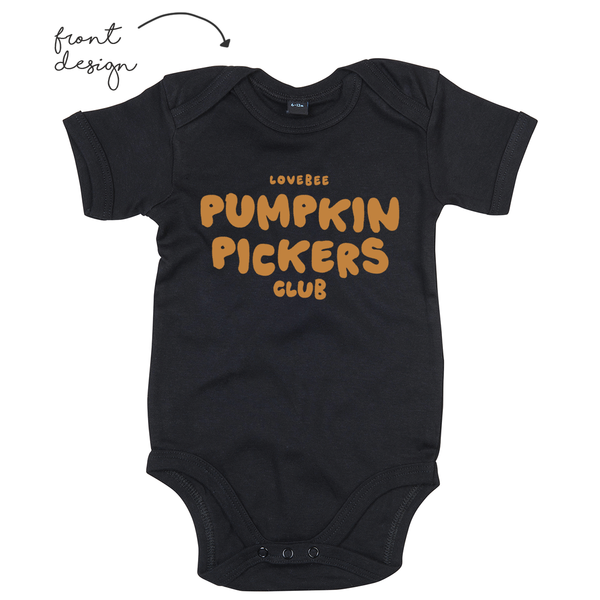 LoveBee Baby Bodysuits | Pumpkin Pickers | Black