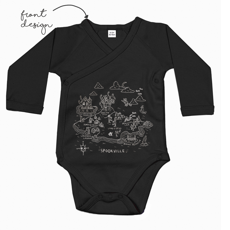 LoveBee Baby Kimono Bodysuits | Spookville | Black