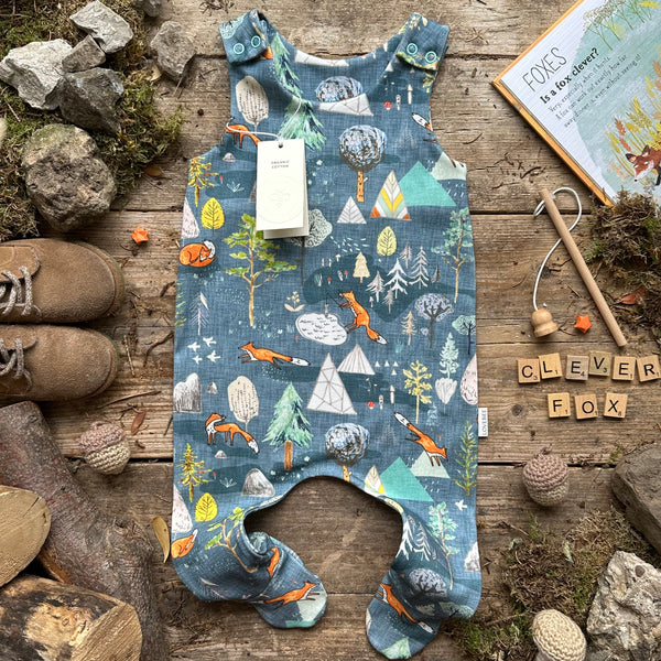 Blue Fox Mountain Footed Romper