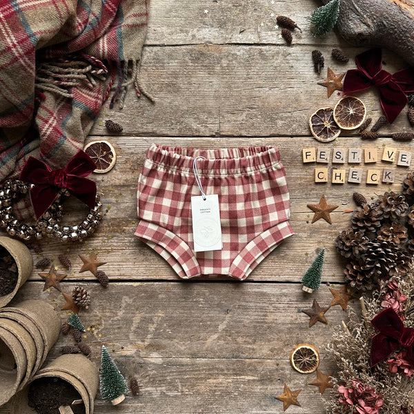 Burgundy Check Bloomers