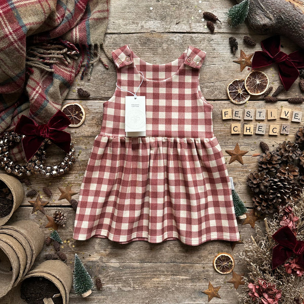 Burgundy Check Dress