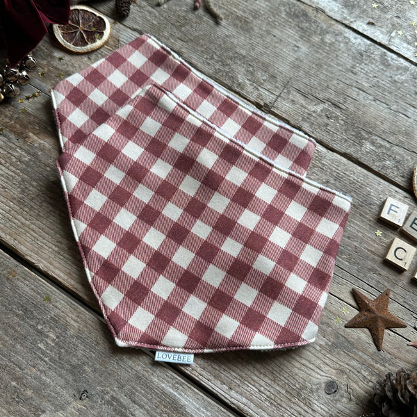 Burgundy Check Dribble Bib