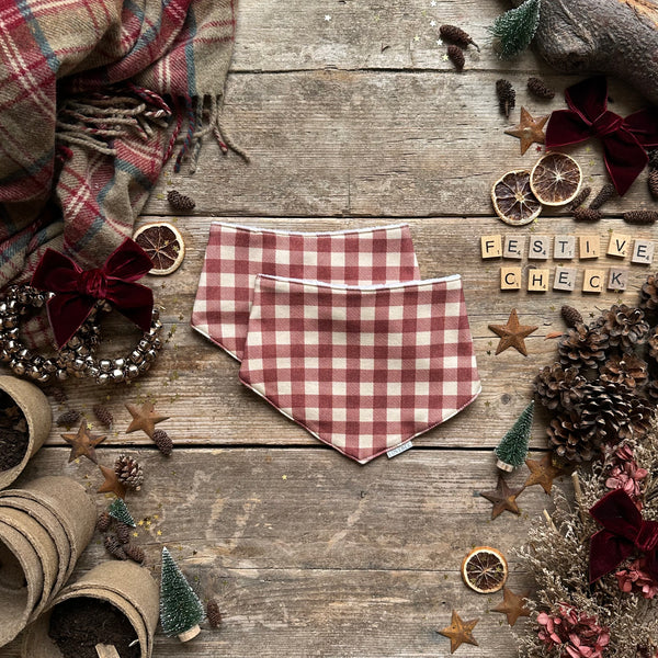 Burgundy Check Dribble Bib