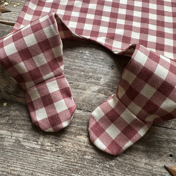 Burgundy Check Footed Romper