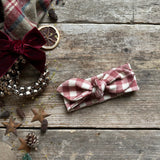 Burgundy Check Knot Bow Headband