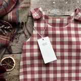 Burgundy Check Footed Romper