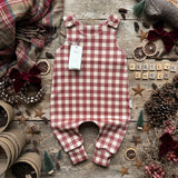 Burgundy Check Long Romper | Ready To Post