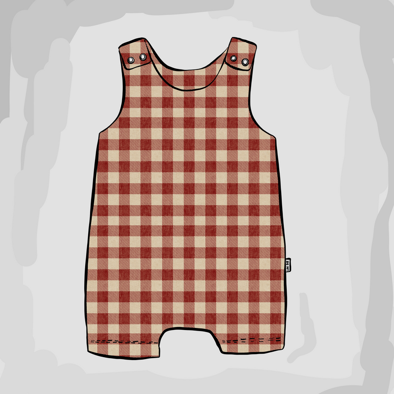 Burgundy Check Short Romper