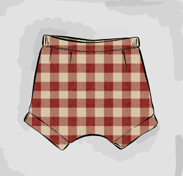 Burgundy Check Cuffed Shorts