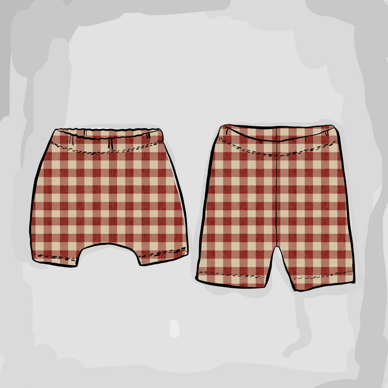 Burgundy Check Shorts