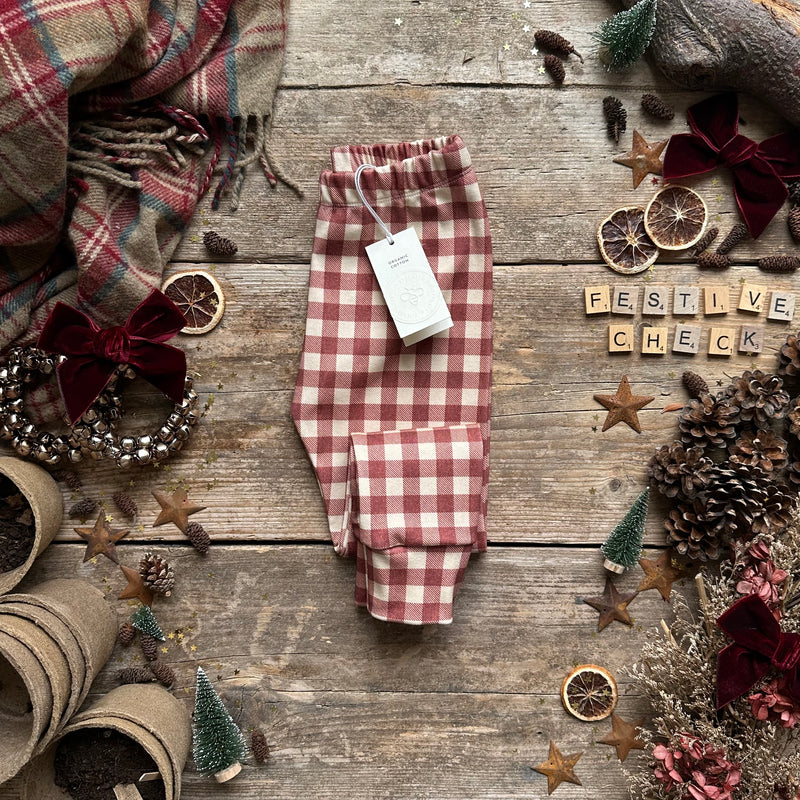 Burgundy Check Slim Leggings