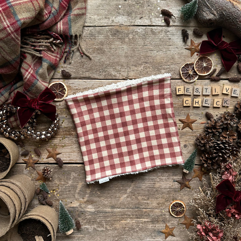 Burgundy Check Printed Snood