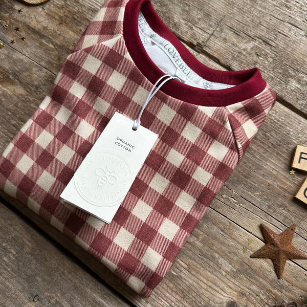 Burgundy Check T-Shirt | Long Sleeve