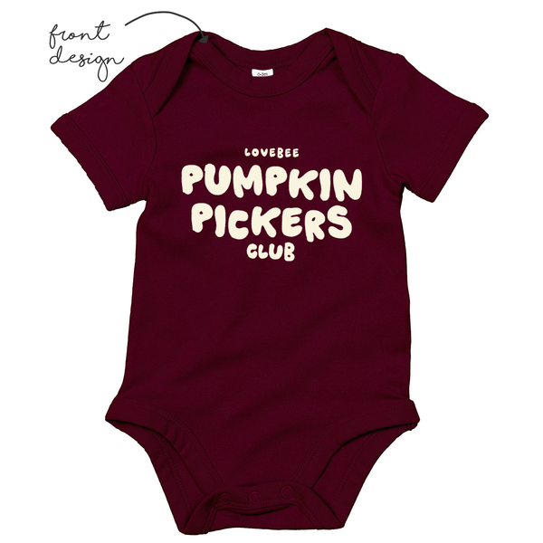 LoveBee Baby Bodysuits | Pumpkin Pickers | Burgundy