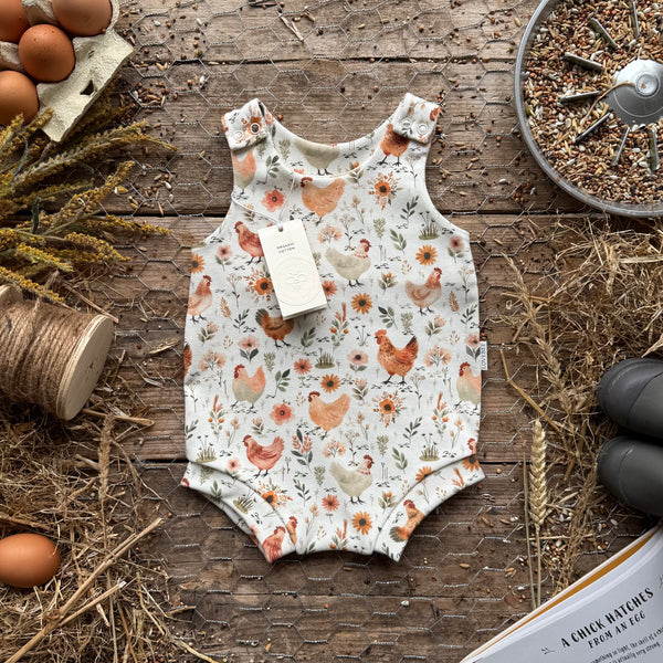 Chicken Meadow Bloomer Romper