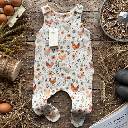 Chicken Meadow Footed Romper