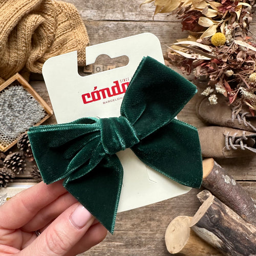 Velvet Hair Bow | Bottle Green