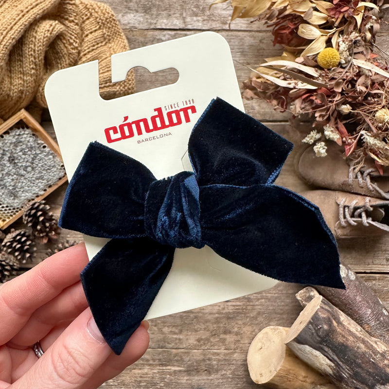 Velvet Hair Bow | Navy Blue