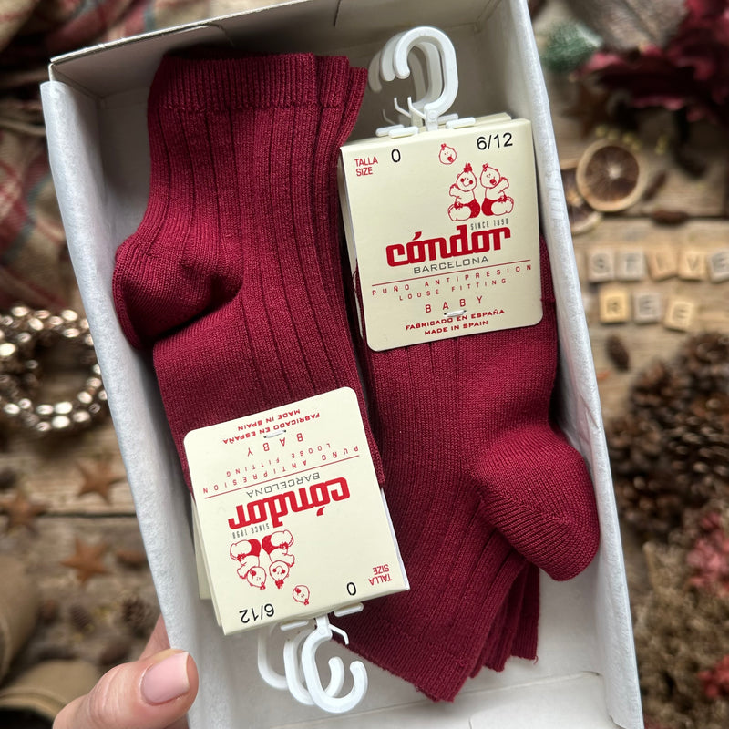 Cotton Rib Ankle Socks | Garnet