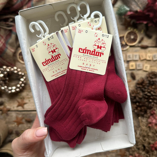 Cotton Rib Ankle Socks | Garnet