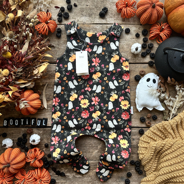 Dark Bootiful Blooms Footed Romper