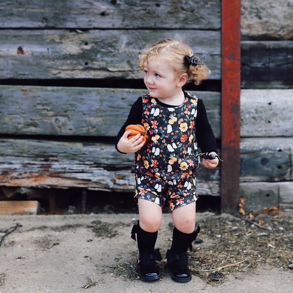 Dark Bootiful Blooms Bloomer Romper