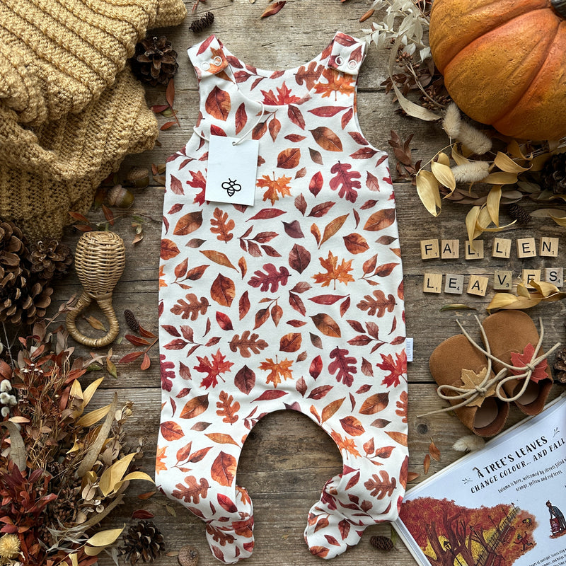 Fallen Leaves Footed Romper | Ready To Post