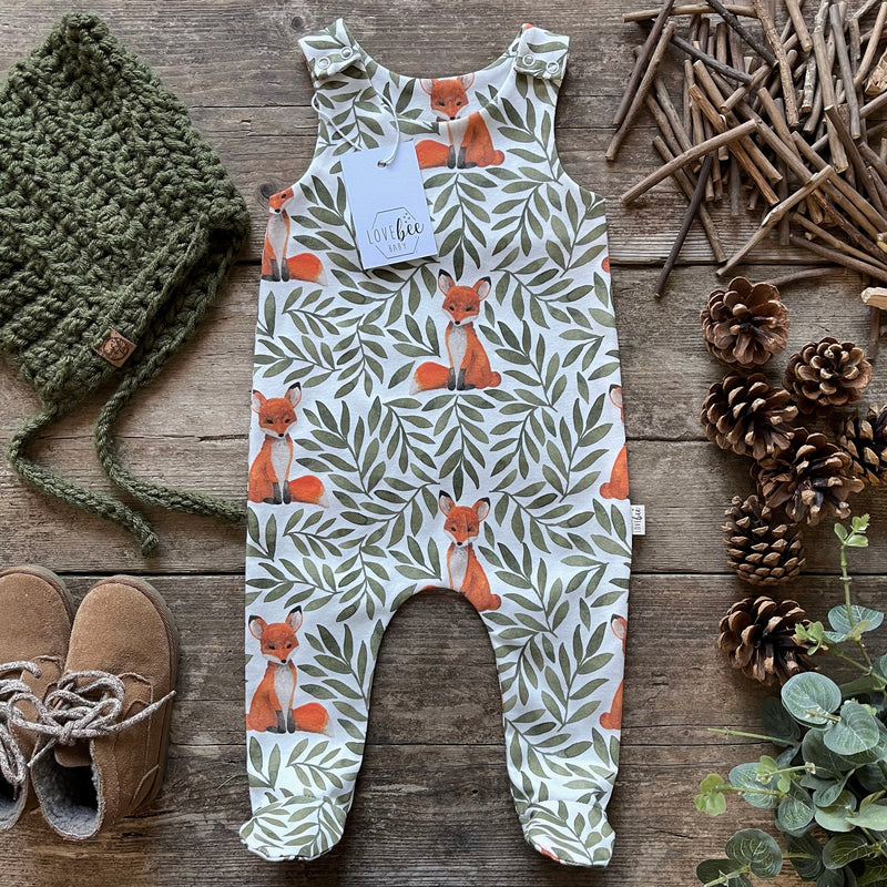 Fox and Leaves Footed Romper | Ready To Post