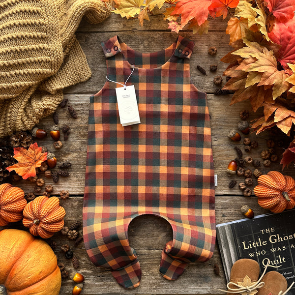 Halloween Check Footed Romper | Ready To Post