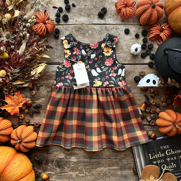 Dark Bootiful Blooms + Halloween Check Hybrid Dress