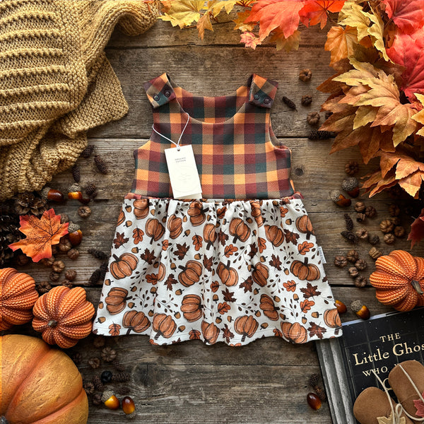 Rustic Pumpkins + Halloween Check Hybrid Dress