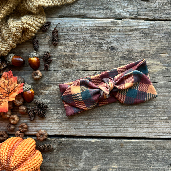 Halloween Check Knot Bow Headband