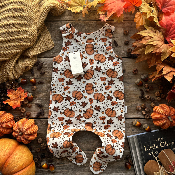 Rustic Pumpkins Footed Romper