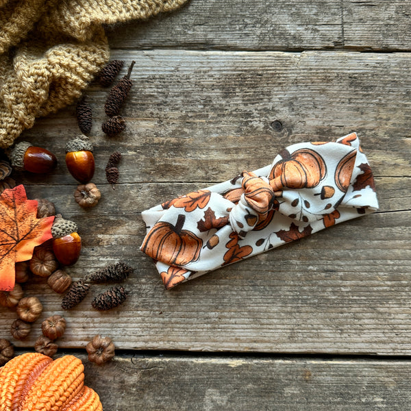 Rustic Pumpkins Knot Bow Headband