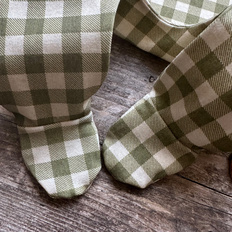 Moss Check Footed Romper | Ready To Post