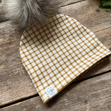 Mustard Gingham Bobble Hat | Ready To Post